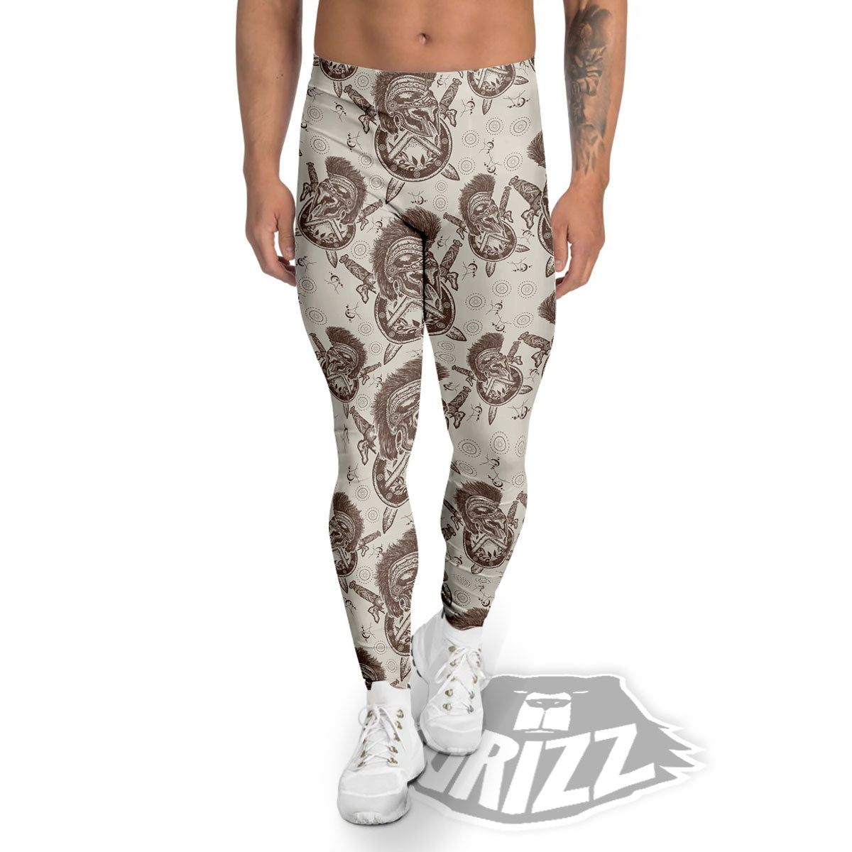 Helmet Spartan Warrior Print Pattern Men's Leggings-grizzshop