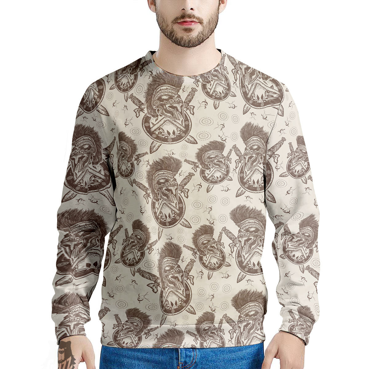 Helmet Spartan Warrior Print Pattern Men's Sweatshirt-grizzshop