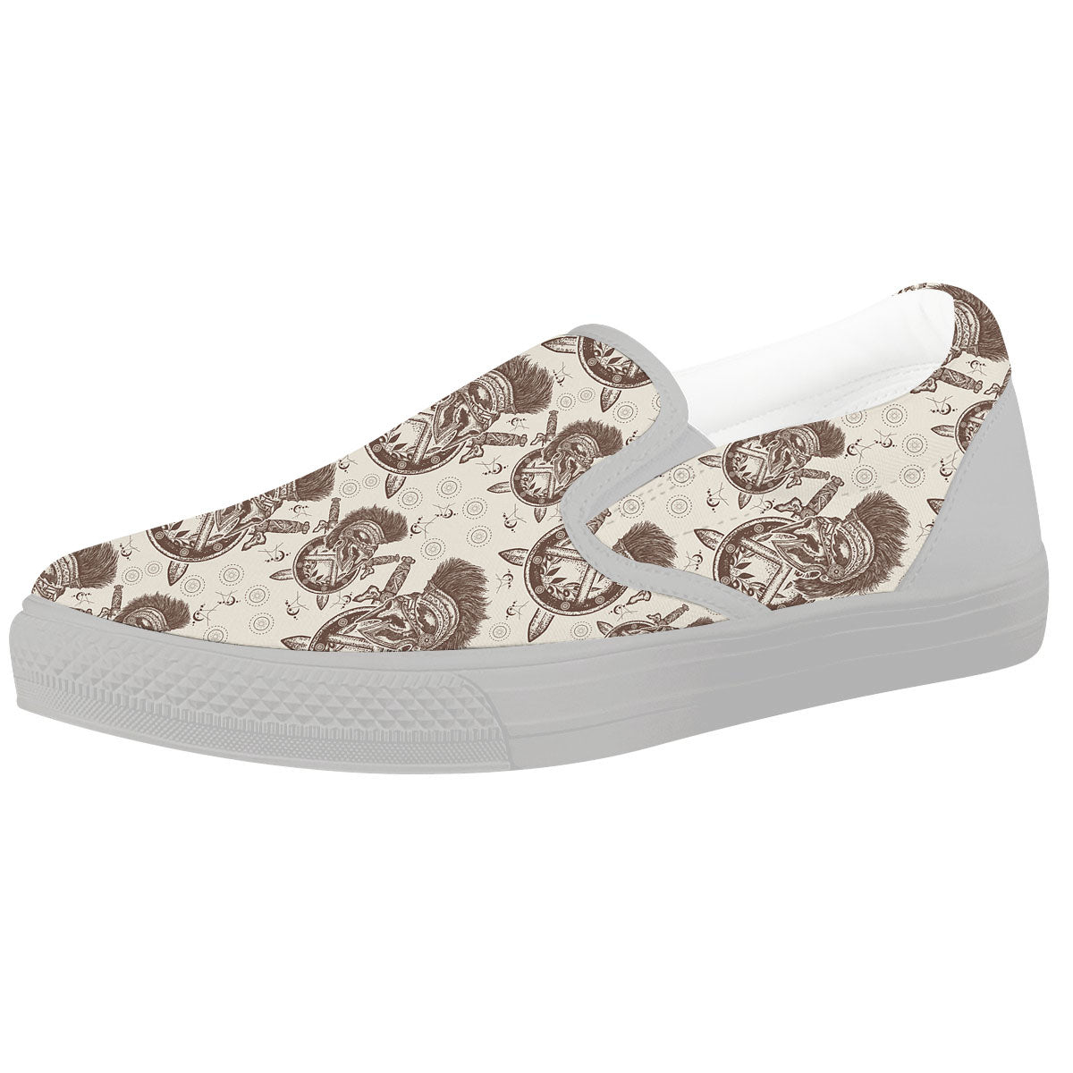 Helmet Spartan Warrior Print Pattern White Slip On Shoes-grizzshop