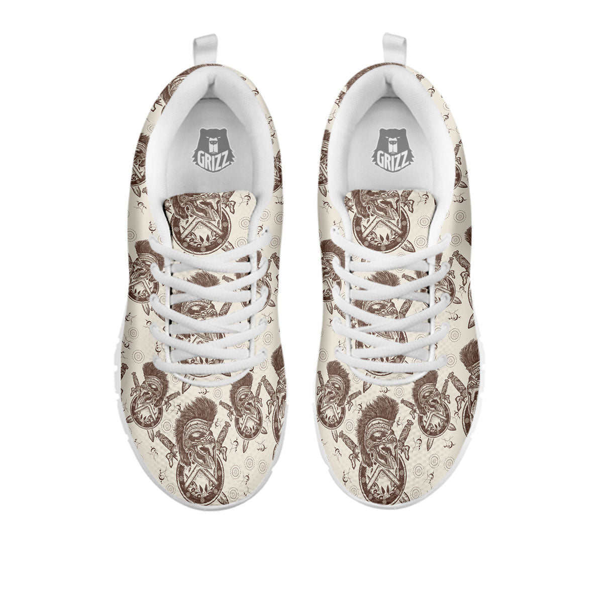 Helmet Spartan Warrior Print Pattern White Sneaker-grizzshop