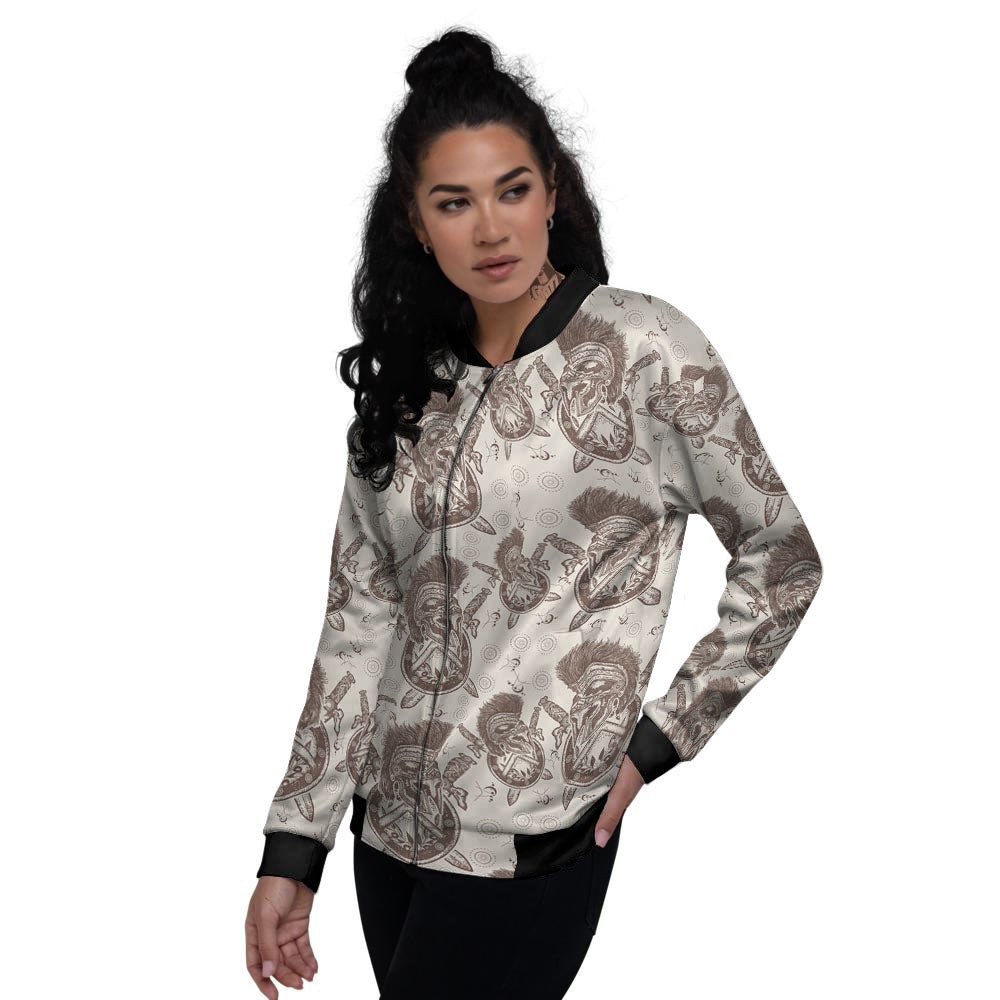 Helmet Spartan Warrior Print Pattern Women's Bomber Jacket-grizzshop