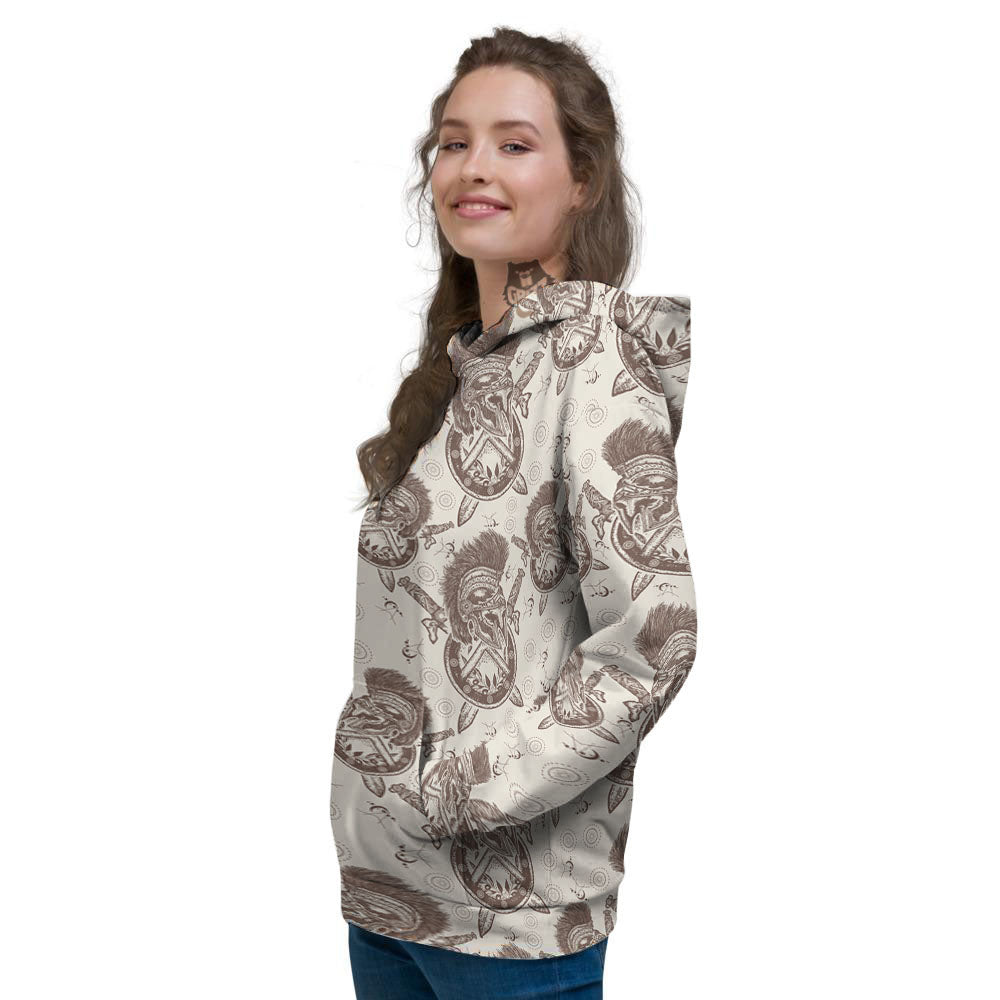Helmet Spartan Warrior Print Pattern Women's Hoodie-grizzshop