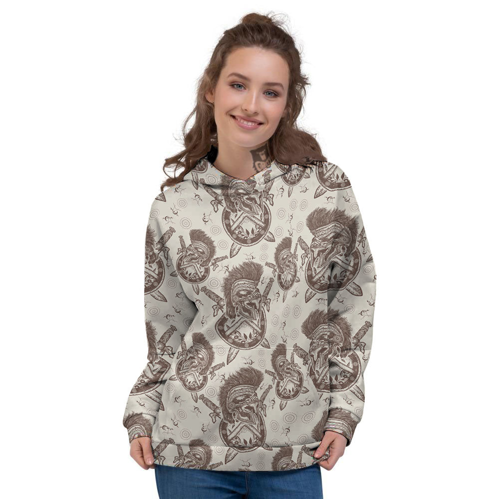 Helmet Spartan Warrior Print Pattern Women's Hoodie-grizzshop