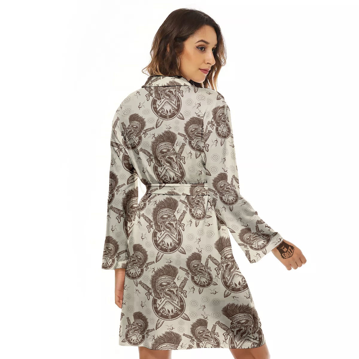 Helmet Spartan Warrior Print Pattern Women's Robe-grizzshop