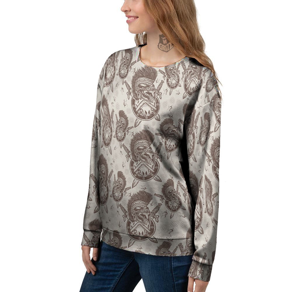 Helmet Spartan Warrior Print Pattern Women's Sweatshirt-grizzshop