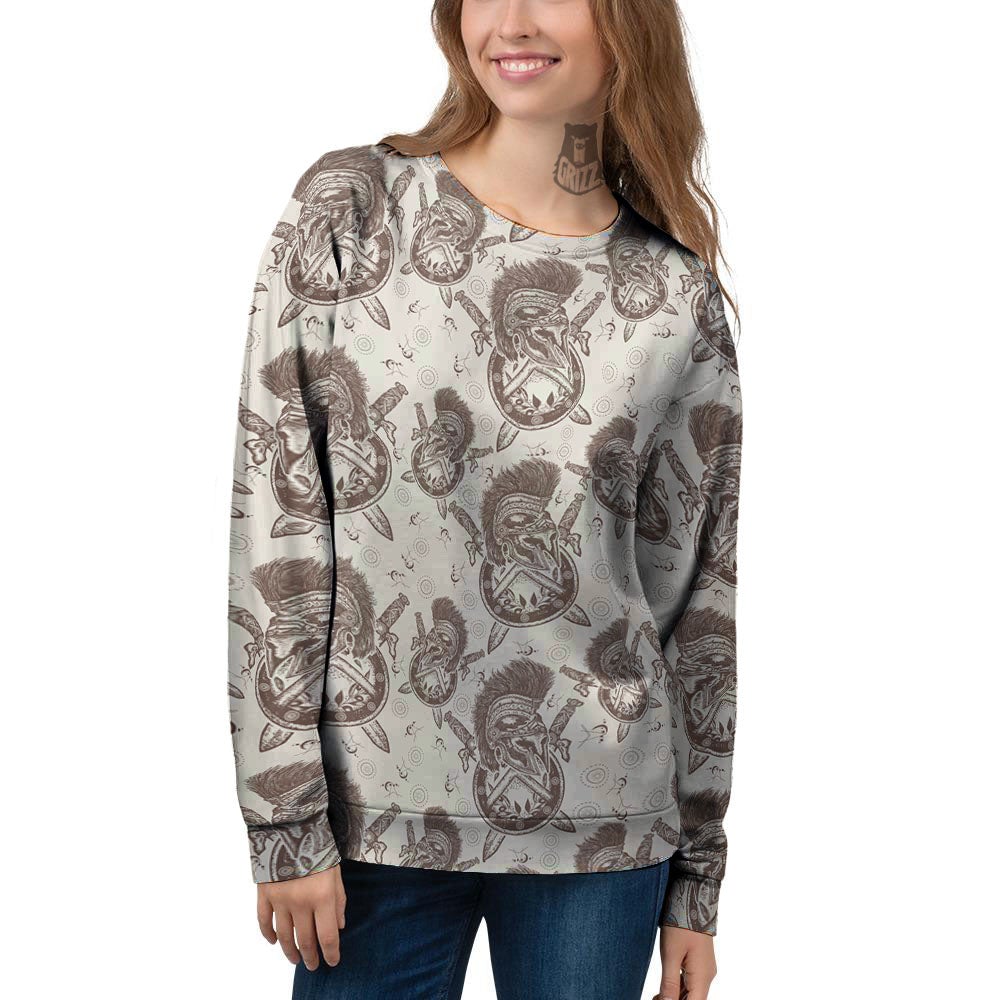 Helmet Spartan Warrior Print Pattern Women's Sweatshirt-grizzshop