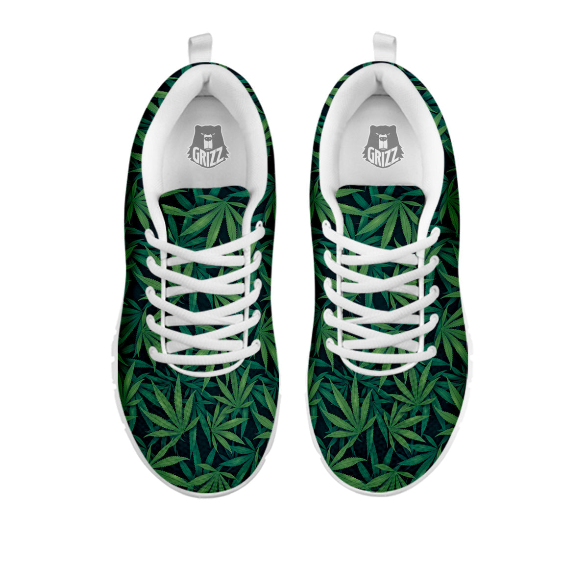 Hemp Dark Green Print Pattern White Sneaker-grizzshop