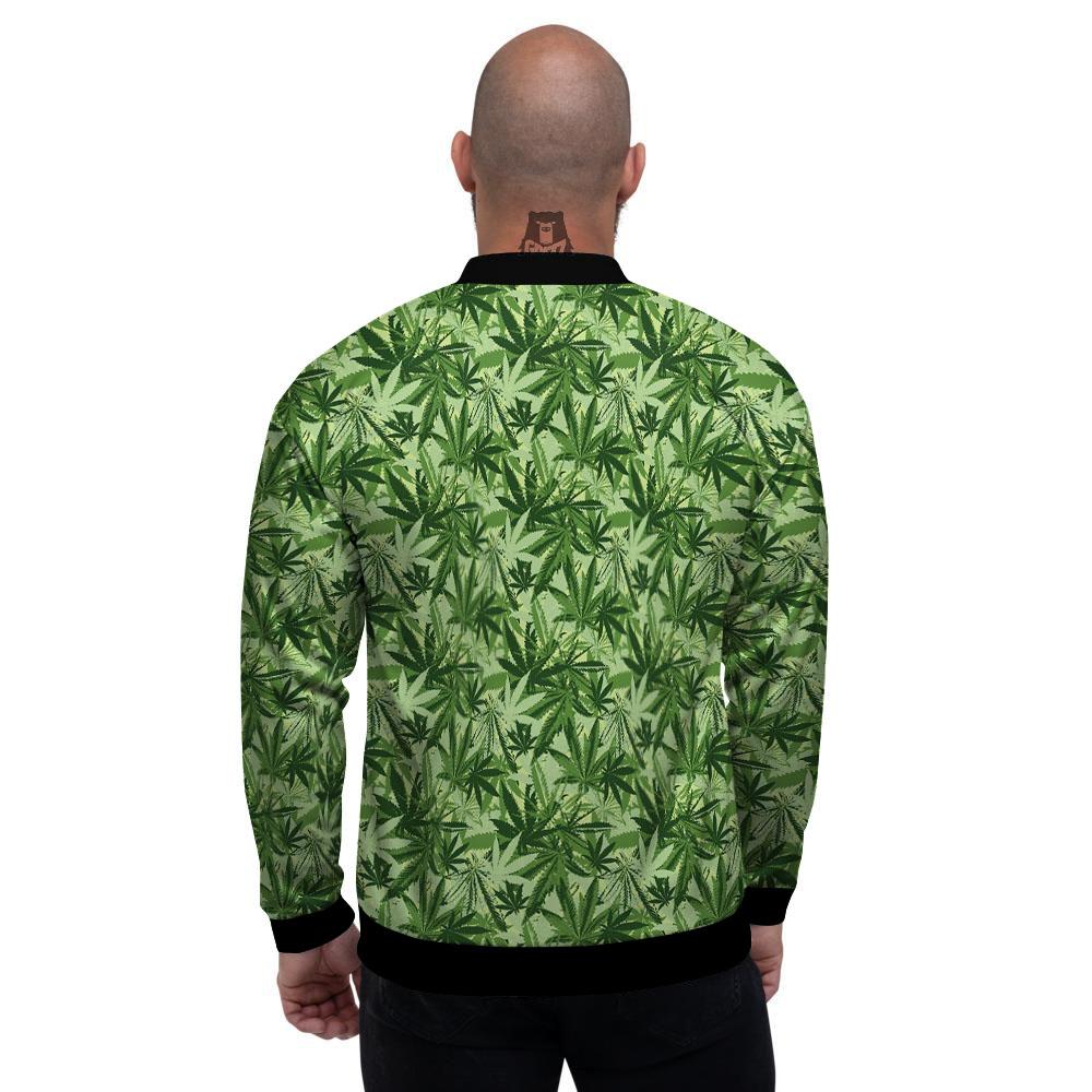 Hemp Leaf Print Pattern Men's Bomber Jacket-grizzshop