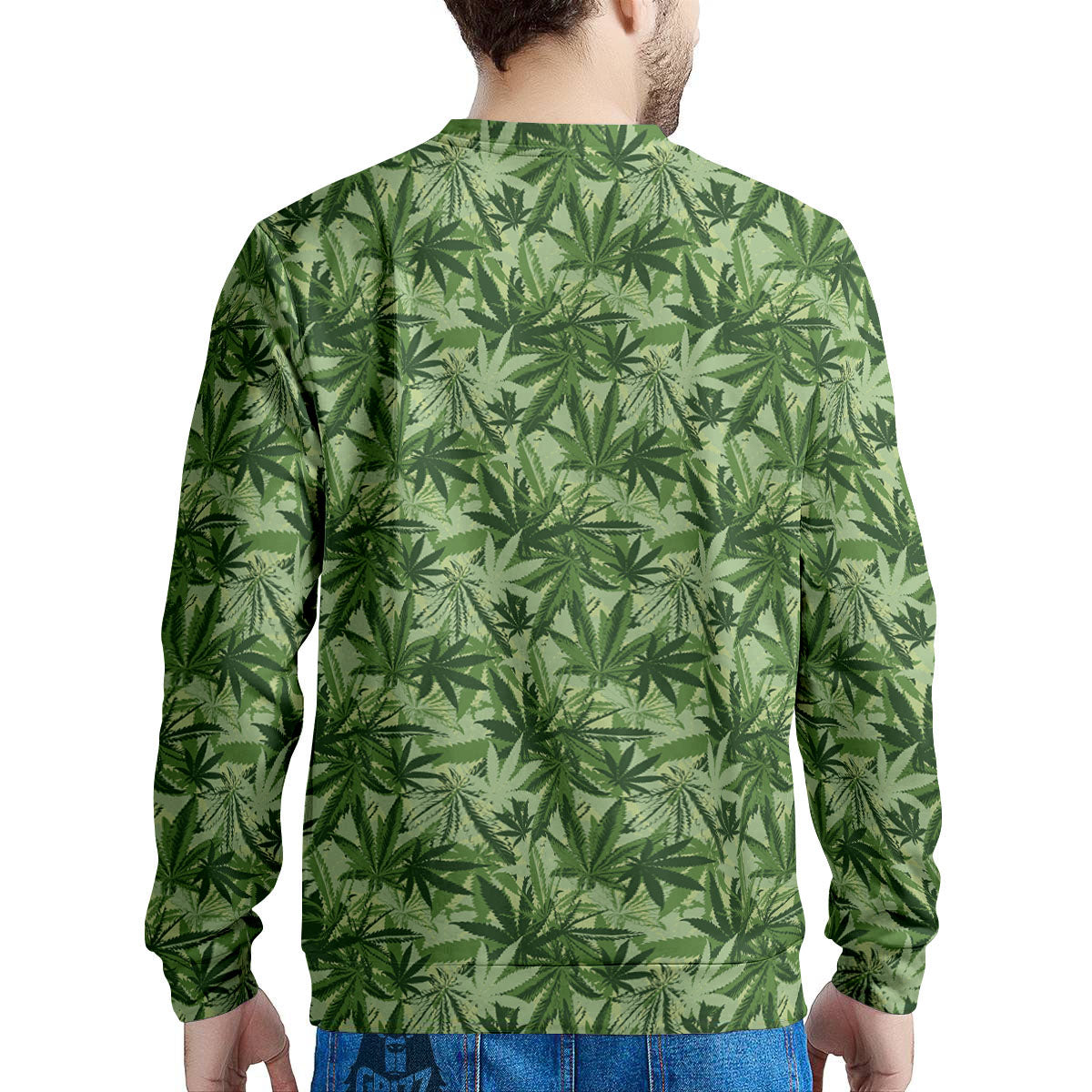 Hemp Leaf Print Pattern Men's Sweatshirt-grizzshop