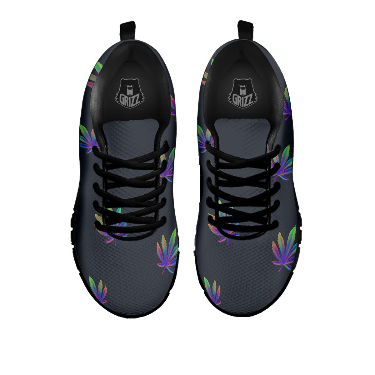 Hemp Leaves Reggae Trippy Print Pattern Black Sneaker-grizzshop