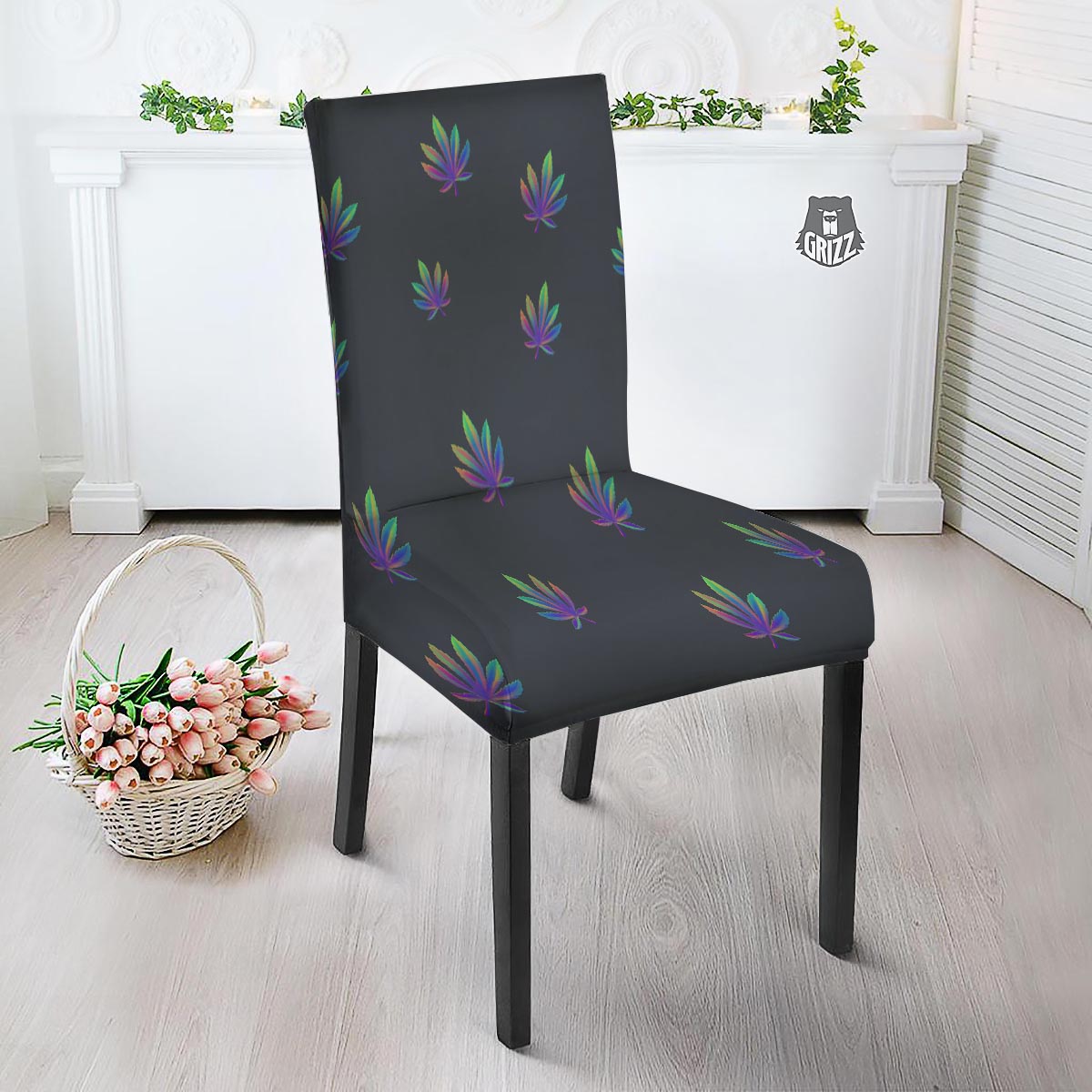 Hemp Leaves Reggae Trippy Print Pattern Dining Chair Slipcover-grizzshop