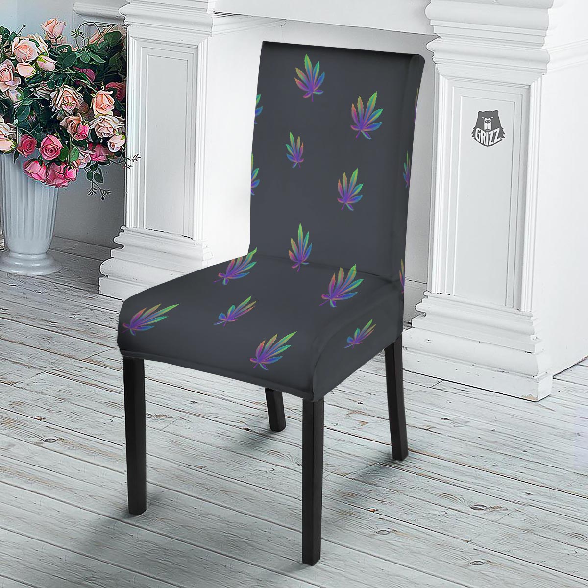 Hemp Leaves Reggae Trippy Print Pattern Dining Chair Slipcover-grizzshop