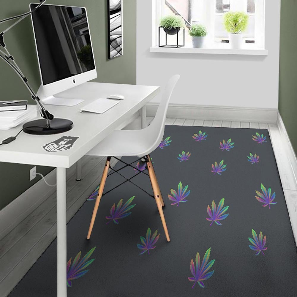 Hemp Leaves Reggae Trippy Print Pattern Floor Mat-grizzshop