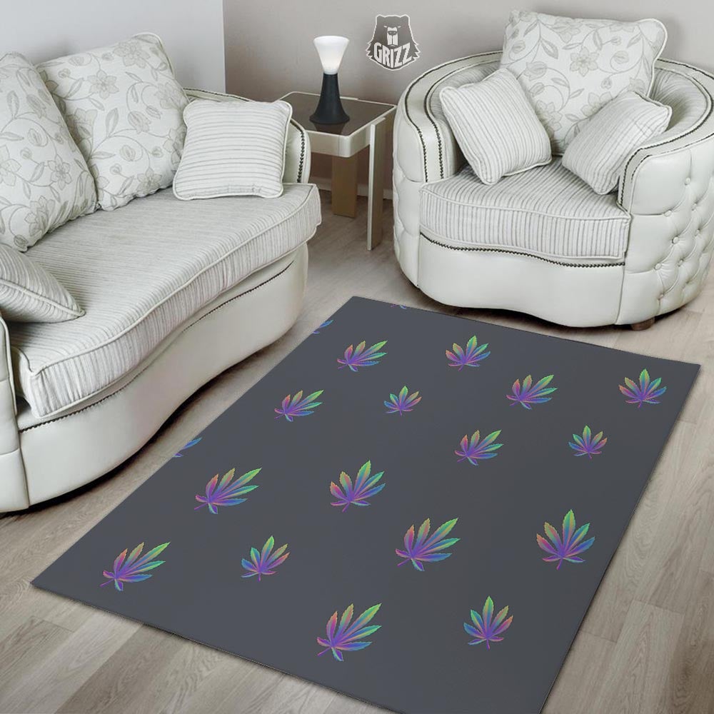 Hemp Leaves Reggae Trippy Print Pattern Floor Mat-grizzshop
