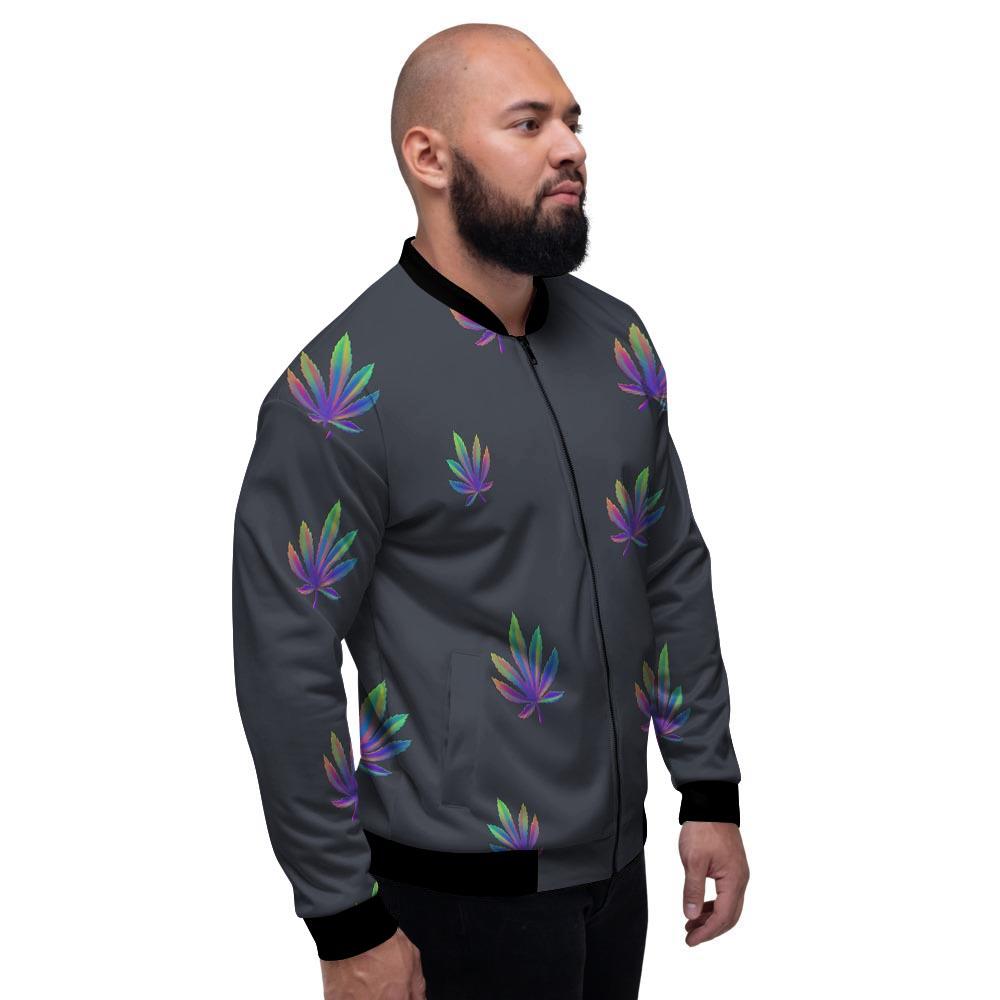 Hemp Leaves Reggae Trippy Print Pattern Men's Bomber Jacket-grizzshop
