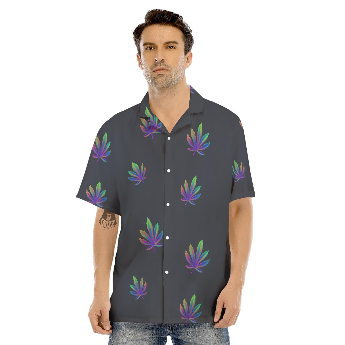 Hemp Leaves Reggae Trippy Print Pattern Men's Hawaiian Shirt-grizzshop