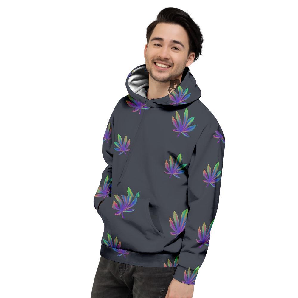 Hemp Leaves Reggae Trippy Print Pattern Men's Hoodie-grizzshop