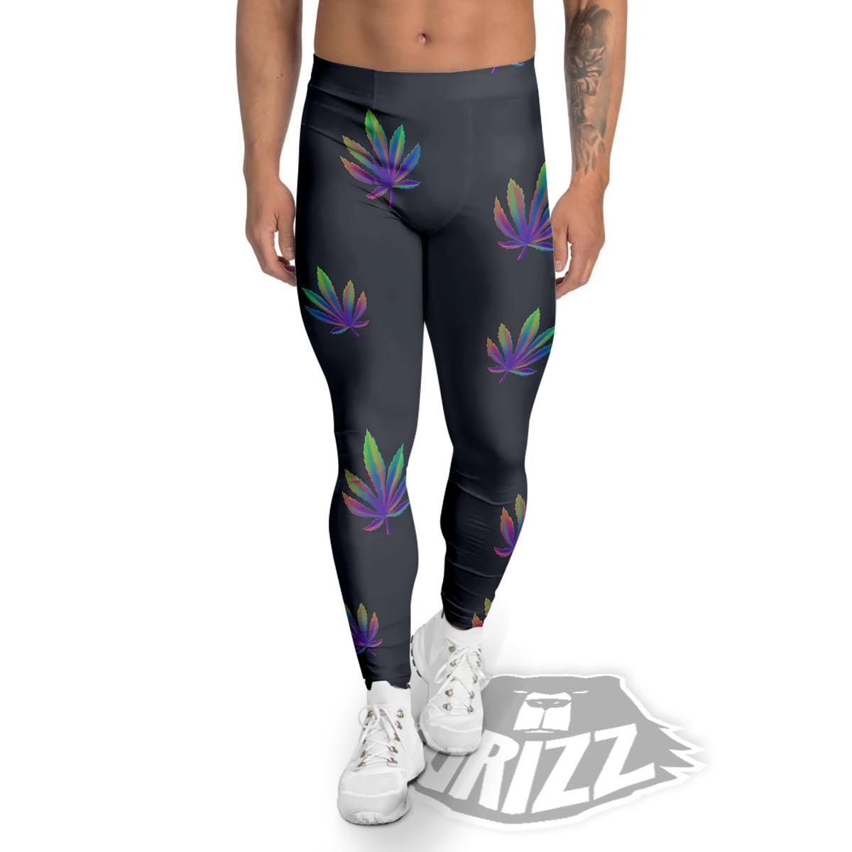Hemp Leaves Reggae Trippy Print Pattern Men's Leggings-grizzshop
