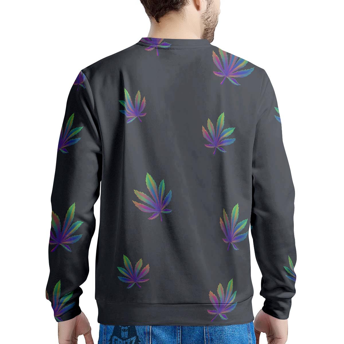 Hemp Leaves Reggae Trippy Print Pattern Men's Sweatshirt-grizzshop