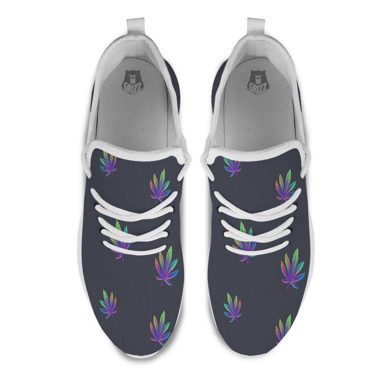 Hemp Leaves Reggae Trippy Print Pattern White Athletic Shoes-grizzshop