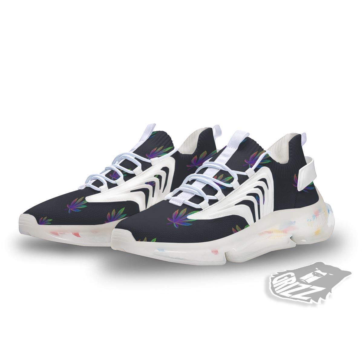 Hemp Leaves Reggae Trippy Print Pattern White Gym Shoes-grizzshop
