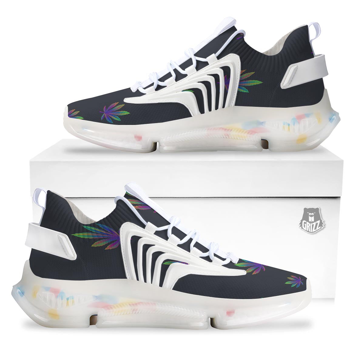 Hemp Leaves Reggae Trippy Print Pattern White Gym Shoes-grizzshop