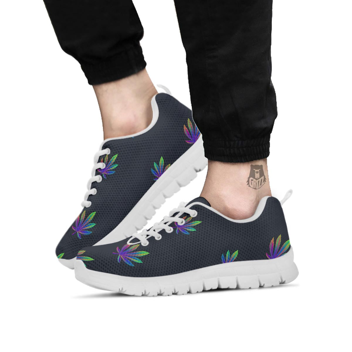 Hemp Leaves Reggae Trippy Print Pattern White Sneaker-grizzshop