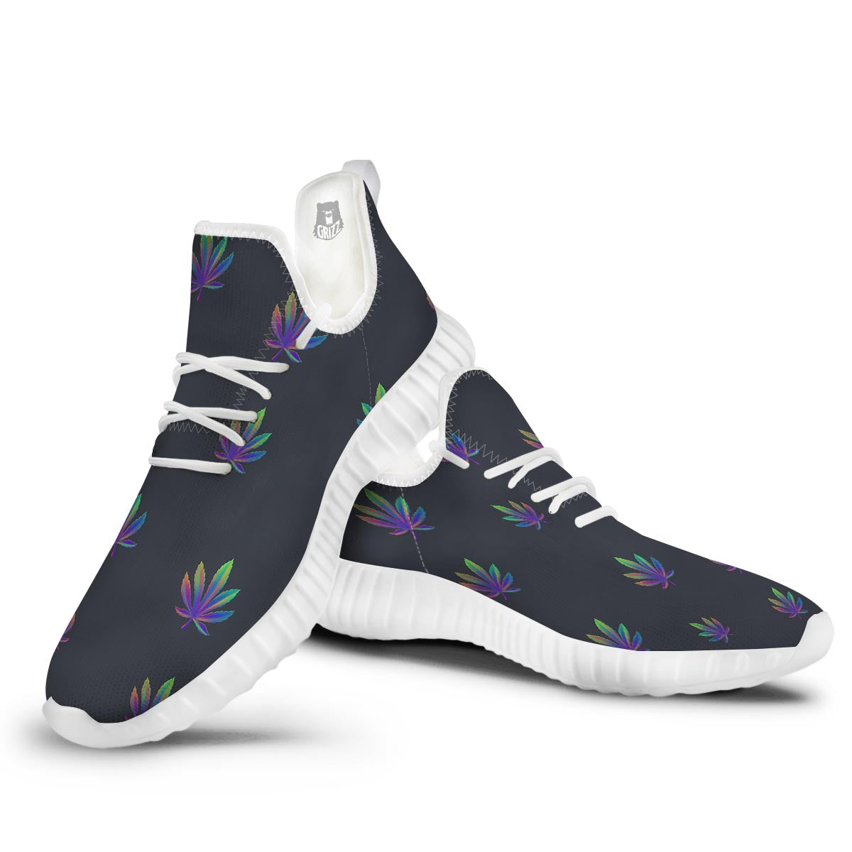 Hemp Leaves Reggae Trippy Print Pattern White Walking Shoes-grizzshop