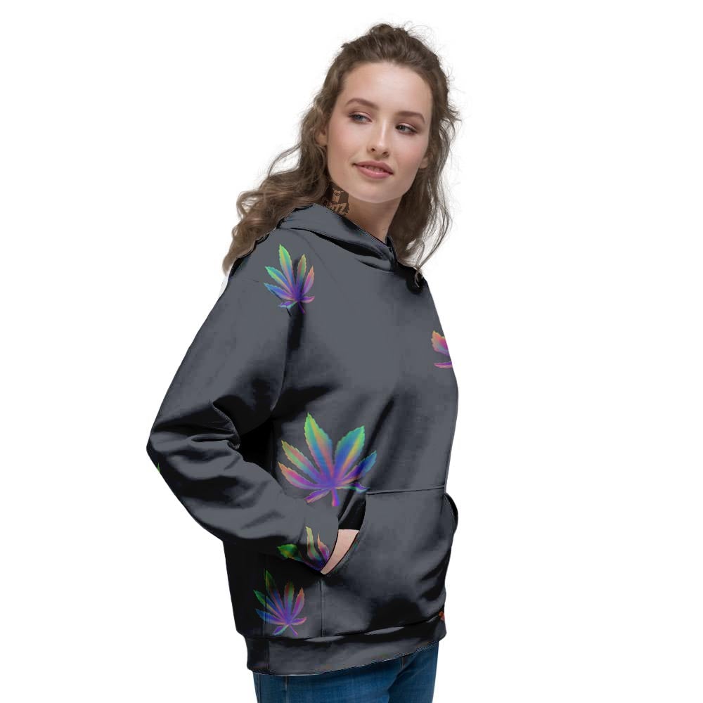 Hemp Leaves Reggae Trippy Print Pattern Women's Hoodie-grizzshop
