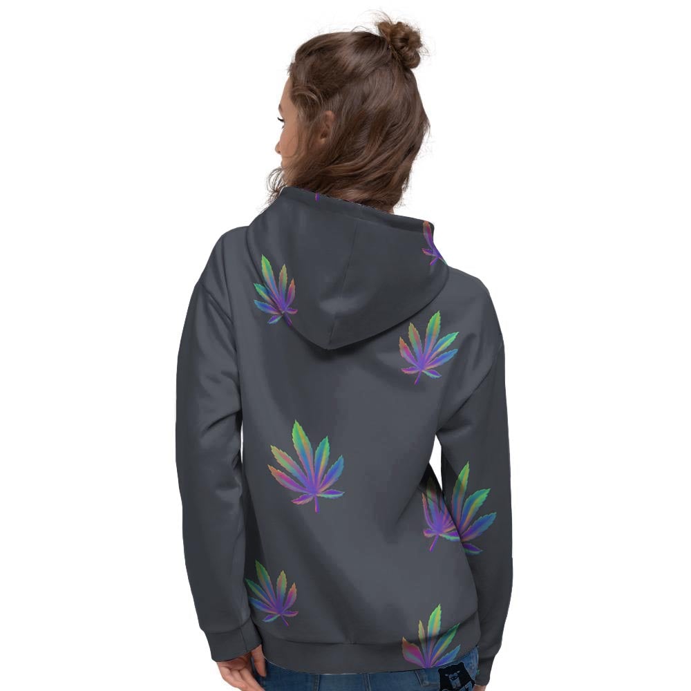 Hemp Leaves Reggae Trippy Print Pattern Women's Hoodie-grizzshop