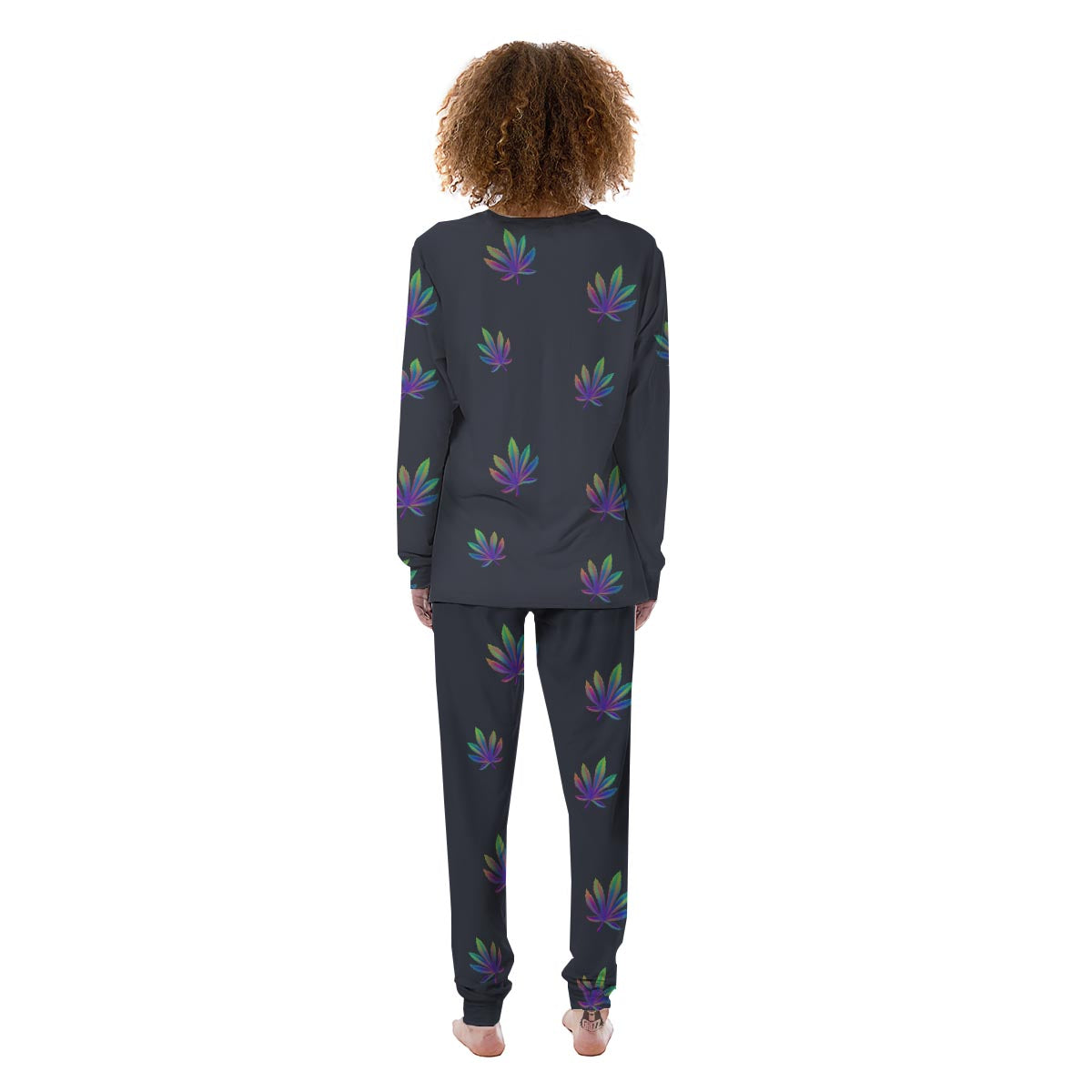 Hemp Leaves Reggae Trippy Print Pattern Women's Pajamas-grizzshop