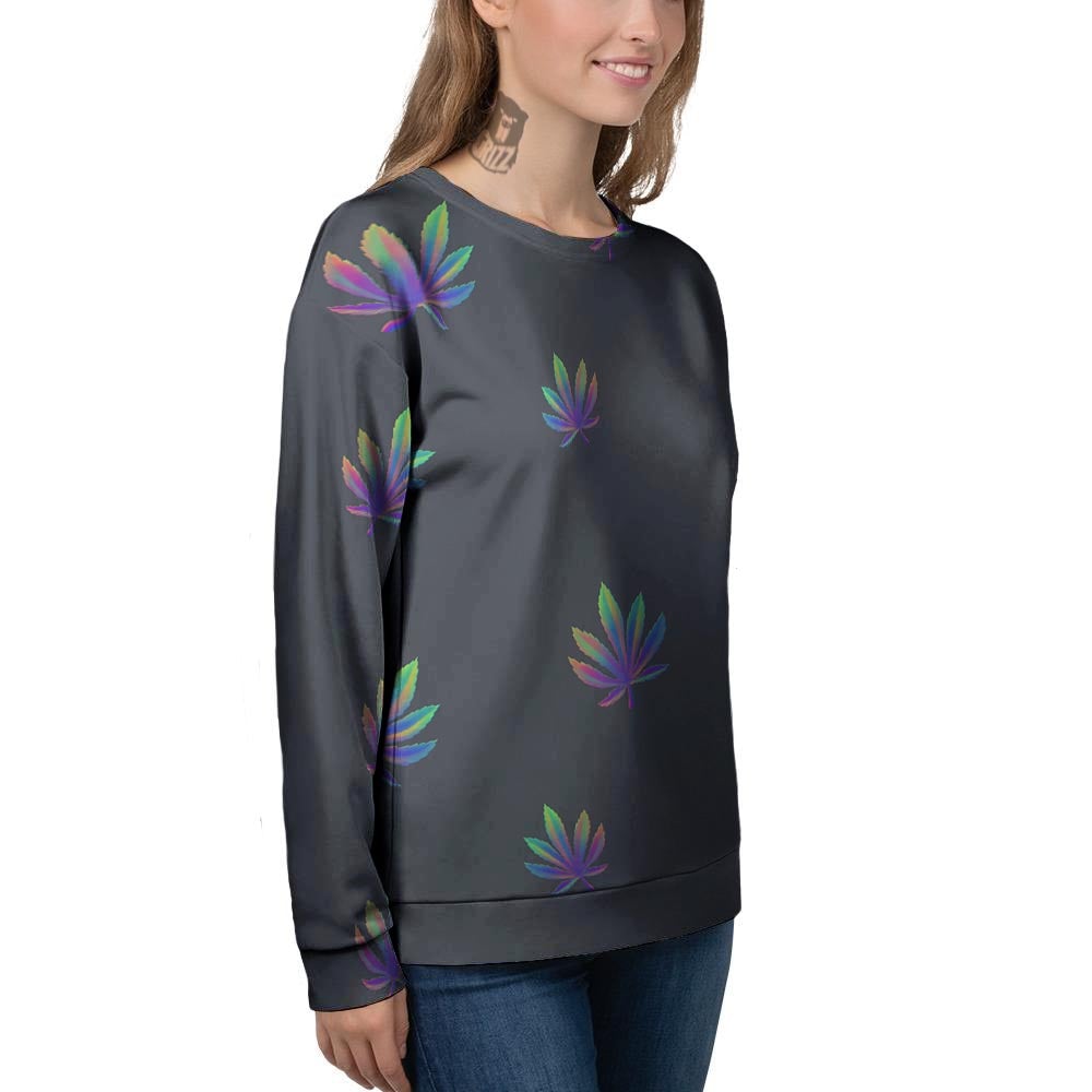Hemp Leaves Reggae Trippy Print Pattern Women's Sweatshirt-grizzshop