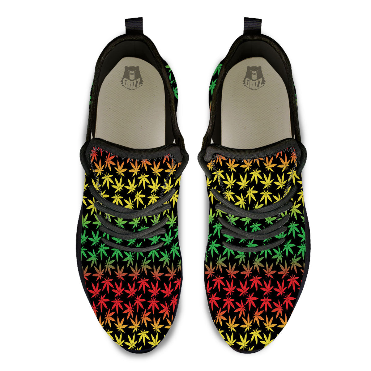 Hemp Rastafarian Print Pattern Black Athletic Shoes-grizzshop