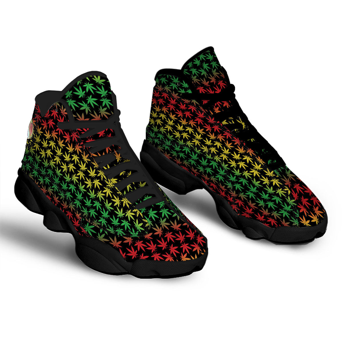 Hemp Rastafarian Print Pattern Black Basketball Shoes-grizzshop