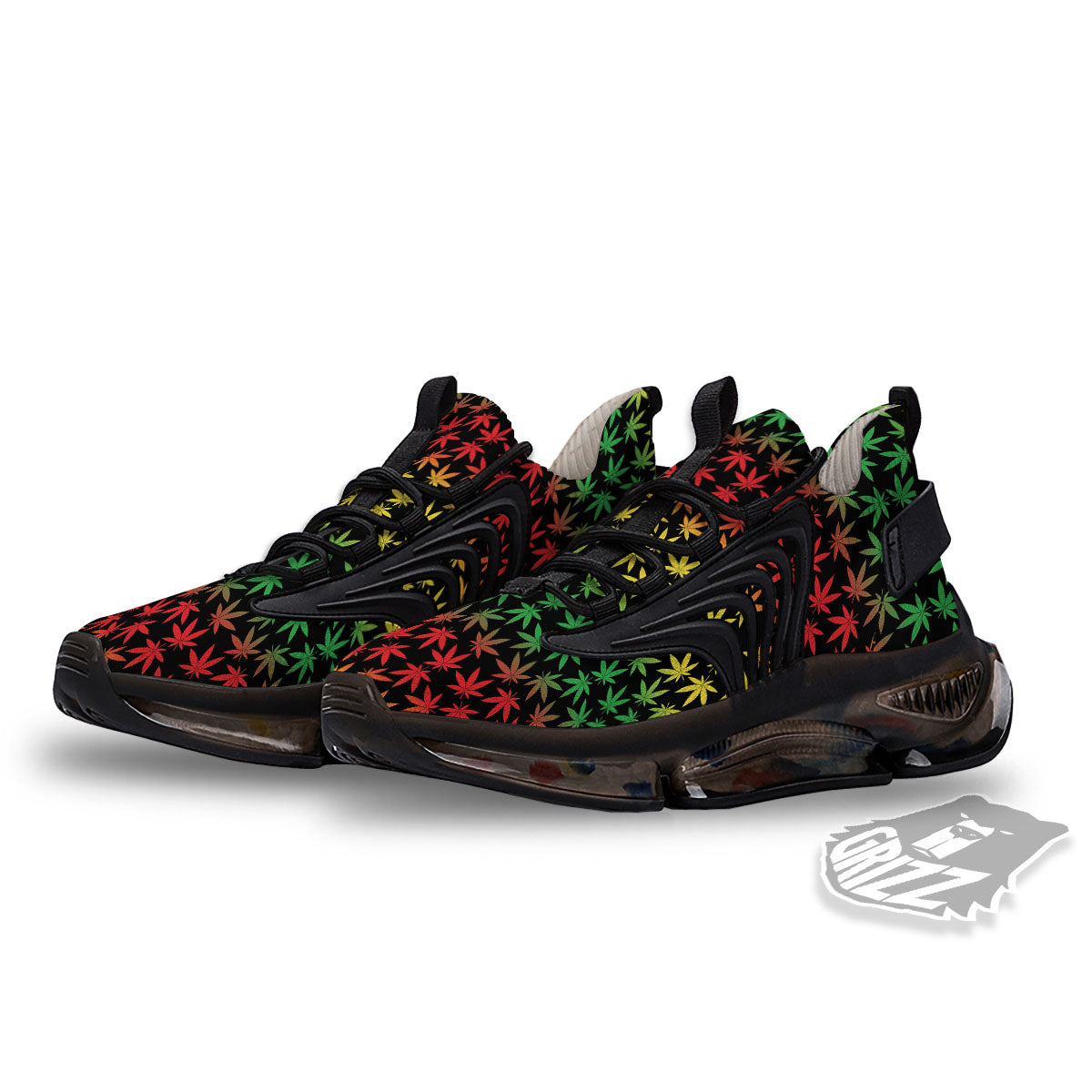 Hemp Rastafarian Print Pattern Black Gym Shoes-grizzshop