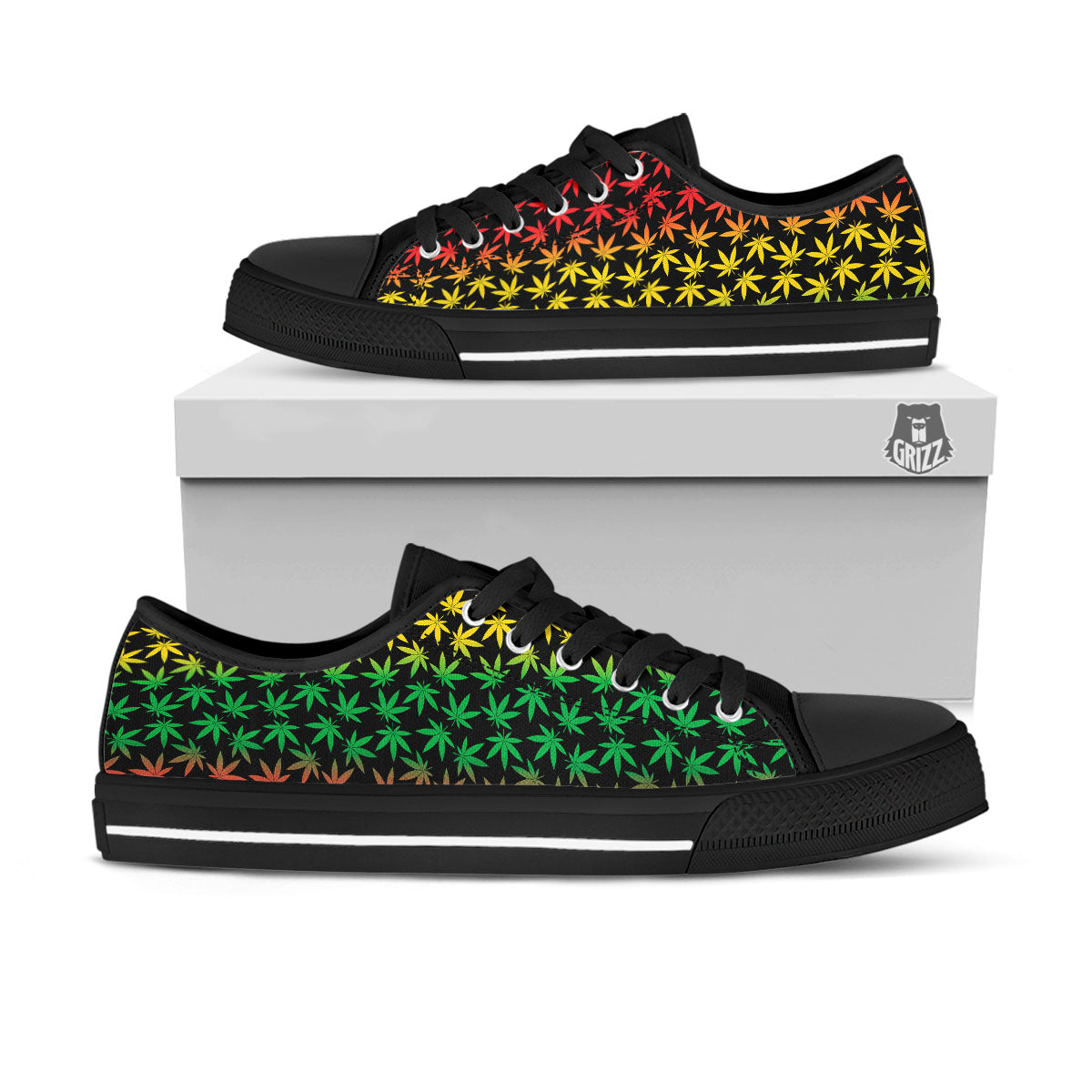 Hemp Rastafarian Print Pattern Black Low Top Shoes-grizzshop