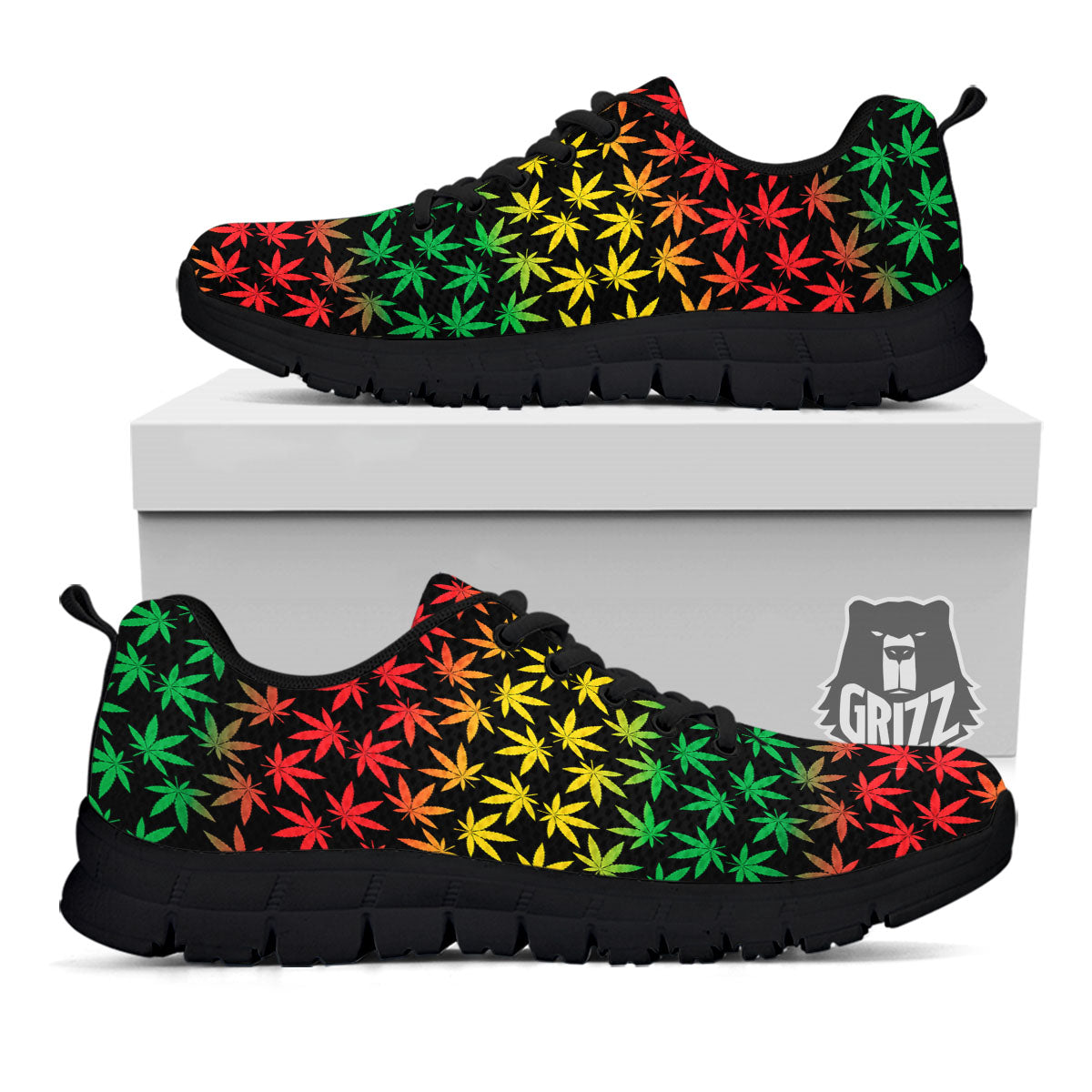 Hemp Rastafarian Print Pattern Black Sneaker-grizzshop