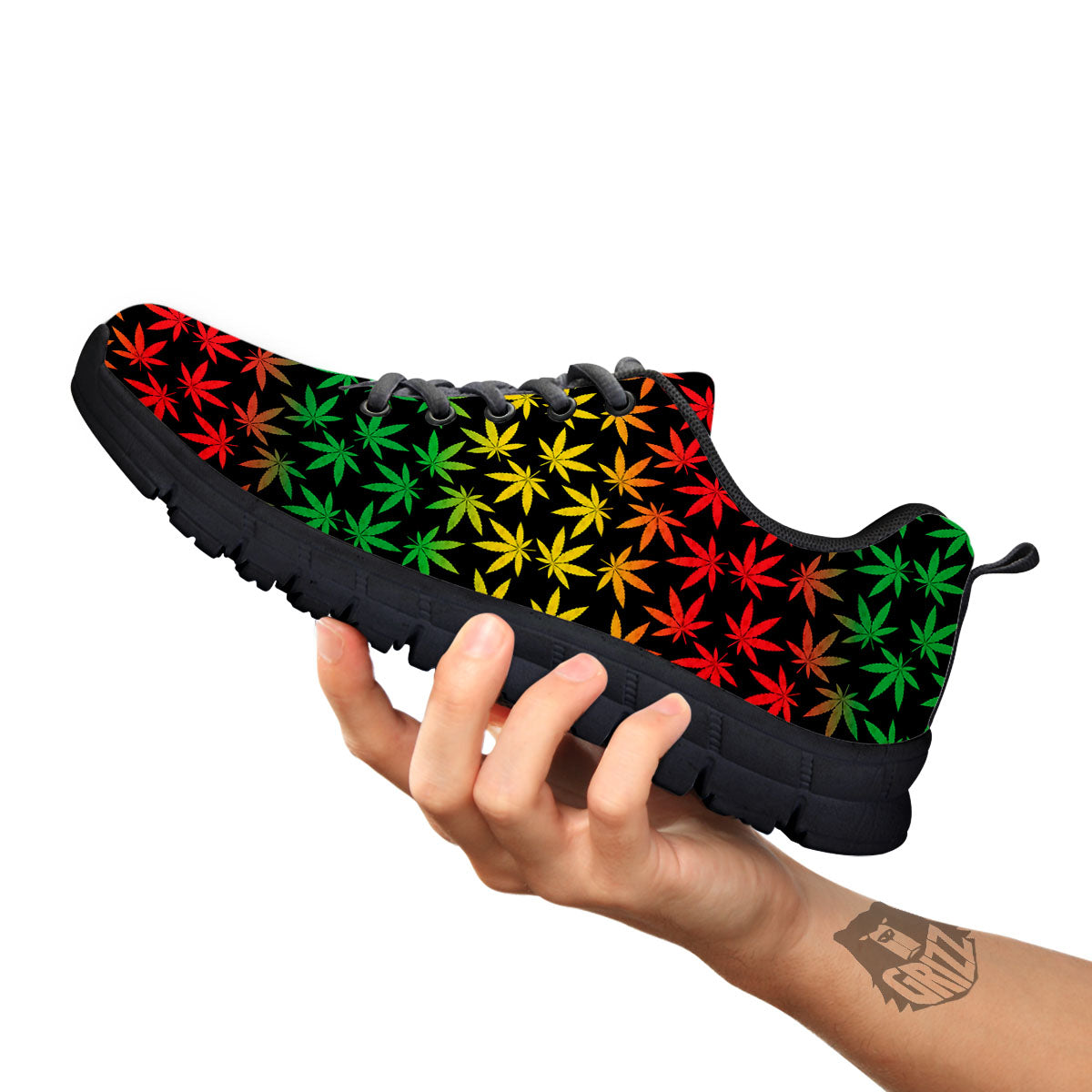 Hemp Rastafarian Print Pattern Black Sneaker-grizzshop