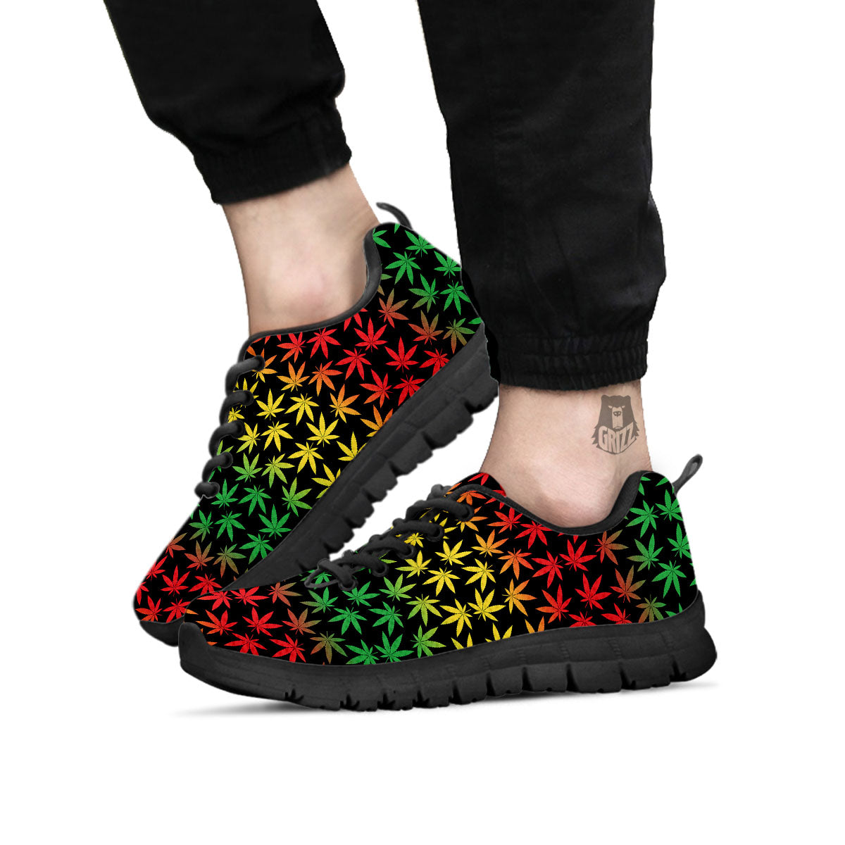 Hemp Rastafarian Print Pattern Black Sneaker-grizzshop