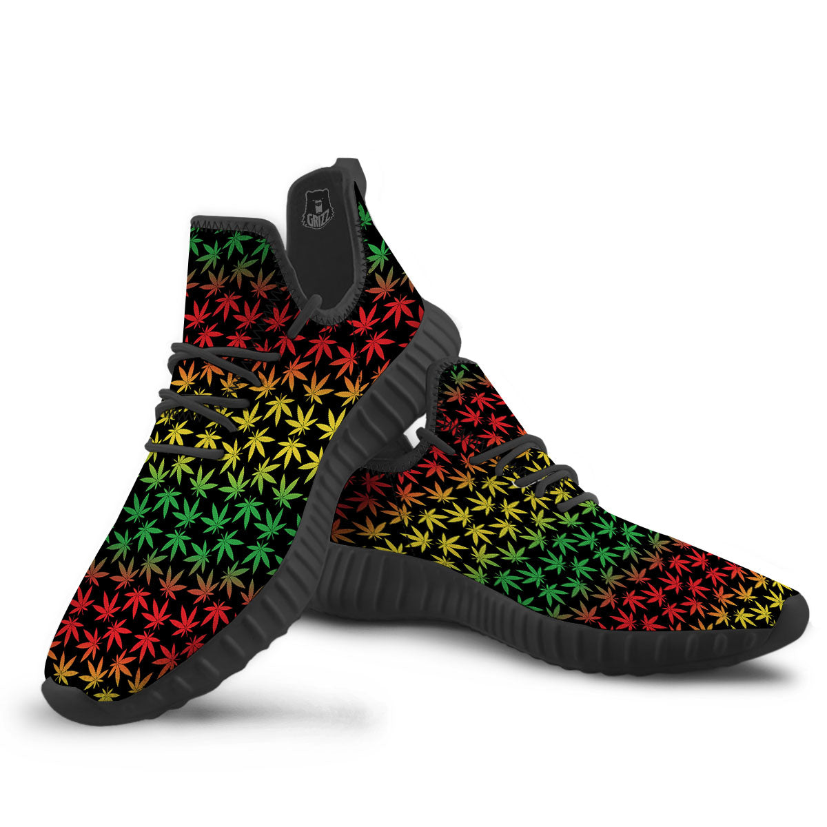 Hemp Rastafarian Print Pattern Black Walking Shoes-grizzshop