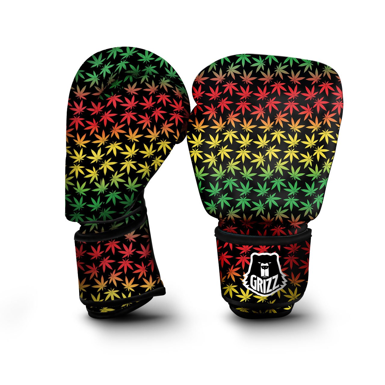 Hemp Rastafarian Print Pattern Boxing Gloves-grizzshop