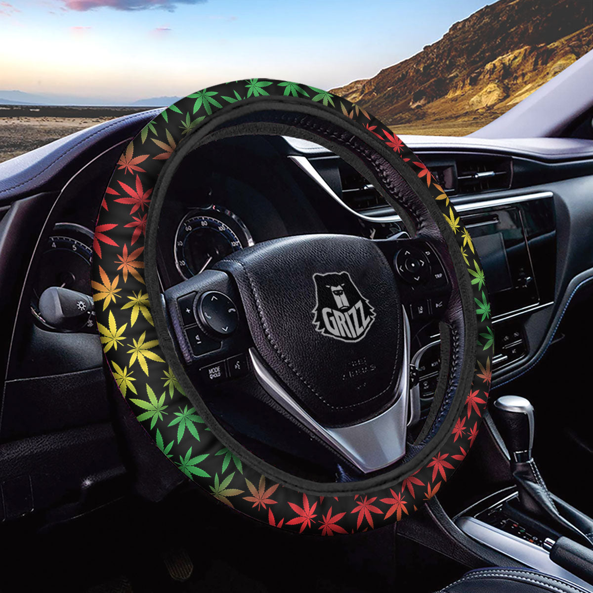 Hemp Rastafarian Print Pattern Car Steering Wheel Cover-grizzshop