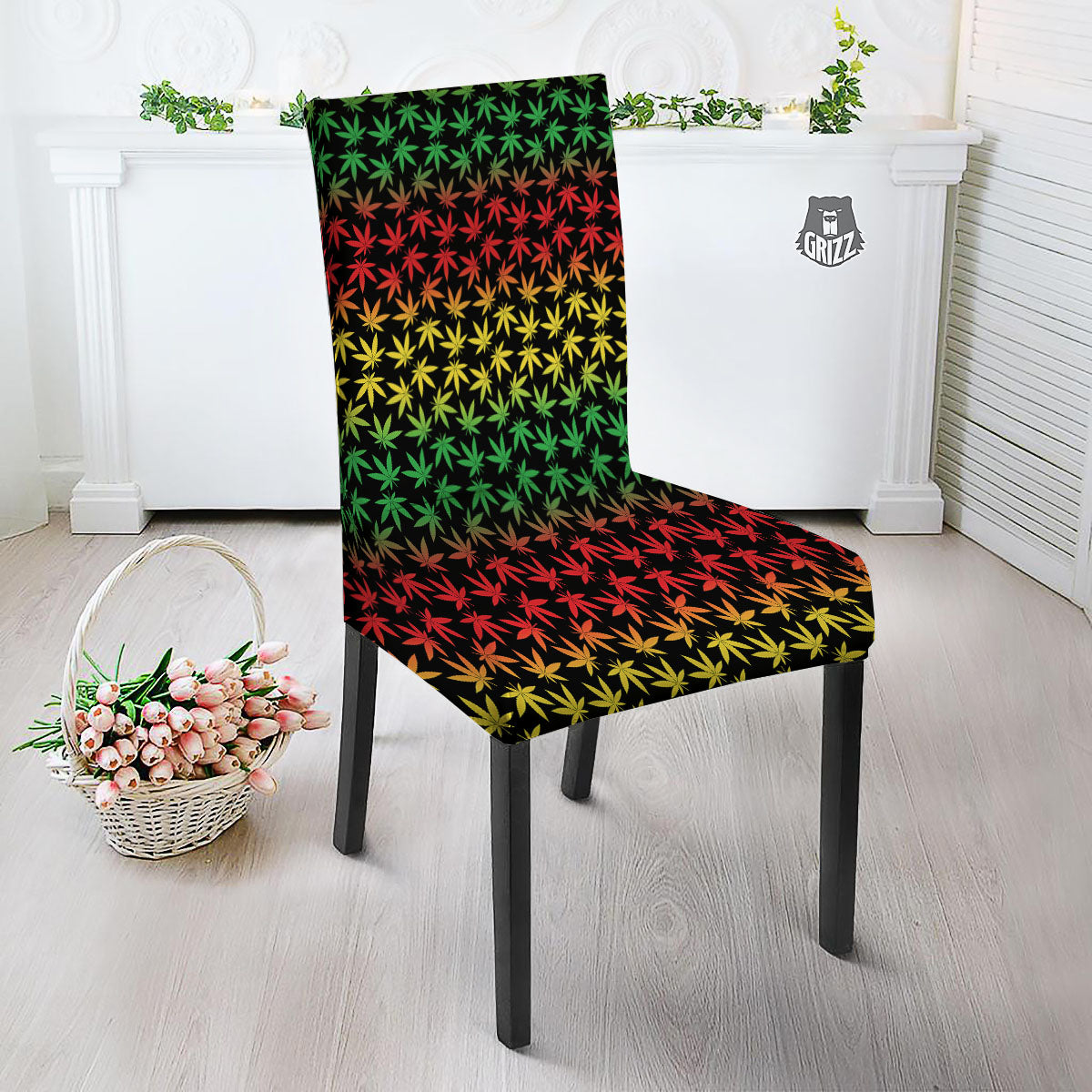 Hemp Rastafarian Print Pattern Dining Chair Slipcover-grizzshop