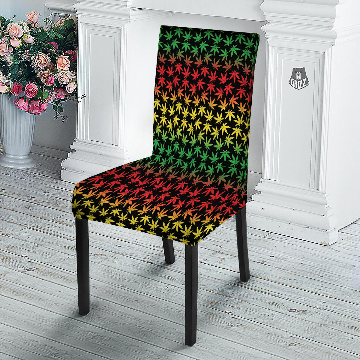 Hemp Rastafarian Print Pattern Dining Chair Slipcover-grizzshop