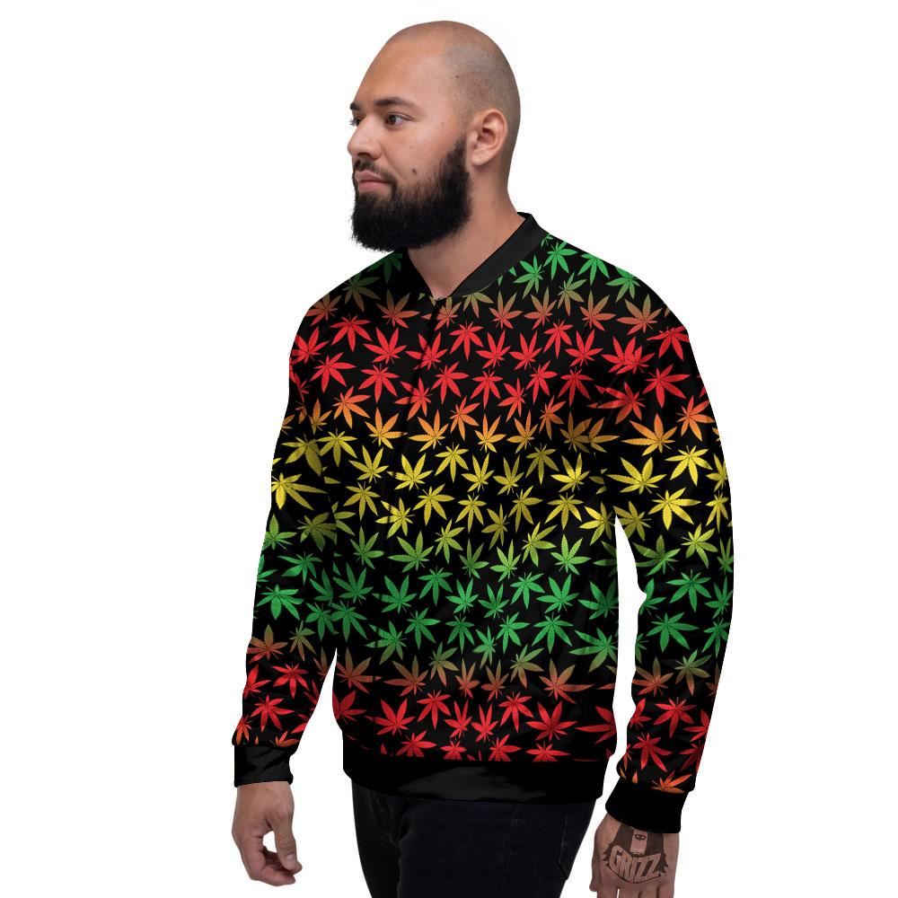 Hemp Rastafarian Print Pattern Men's Bomber Jacket-grizzshop