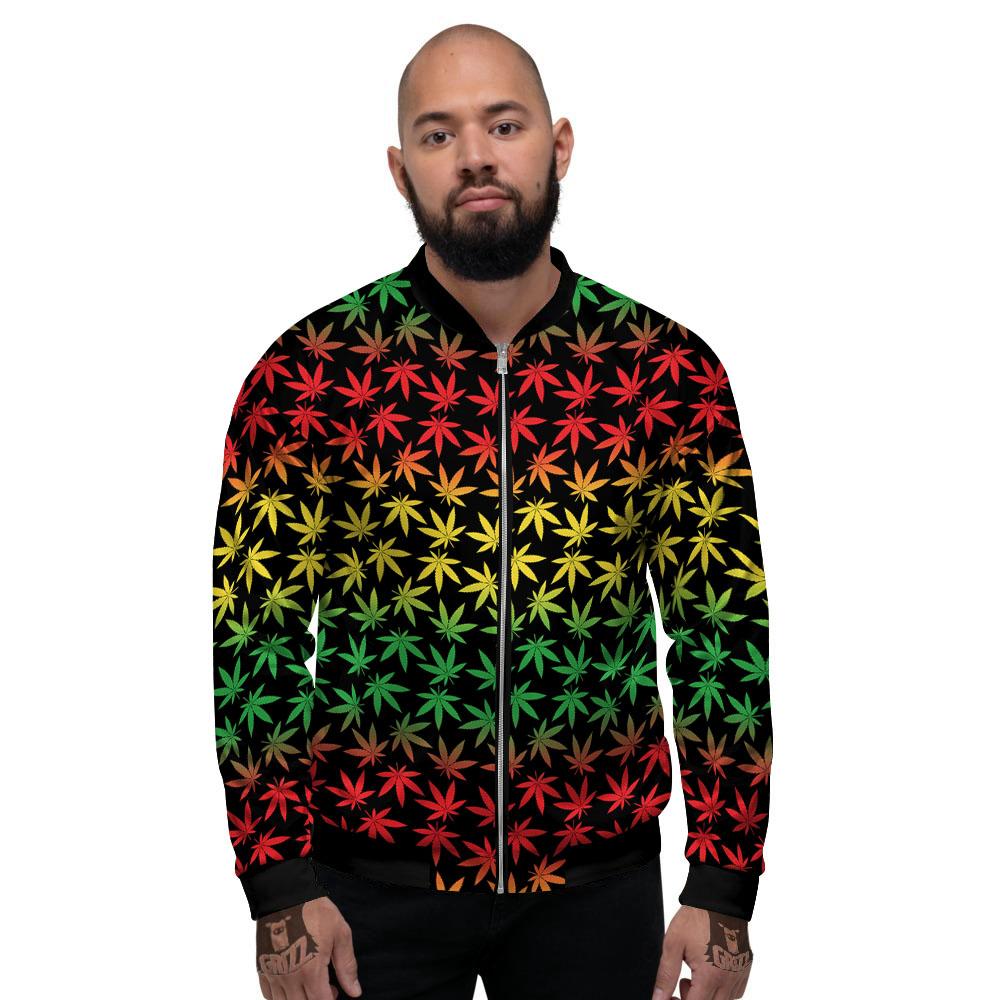Hemp Rastafarian Print Pattern Men's Bomber Jacket-grizzshop