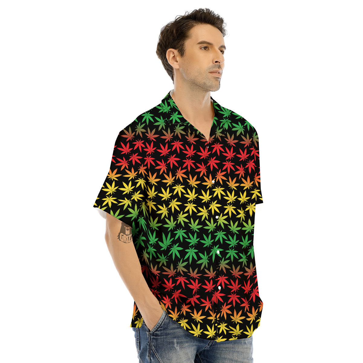 Hemp Rastafarian Print Pattern Men's Hawaiian Shirt-grizzshop