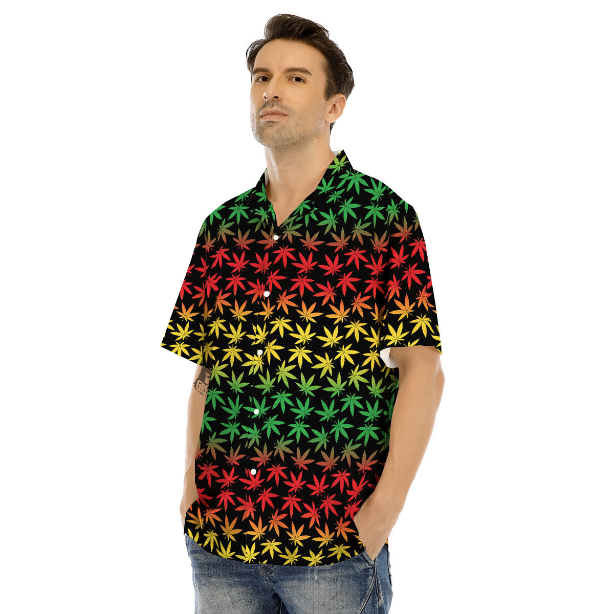 Hemp Rastafarian Print Pattern Men's Hawaiian Shirt-grizzshop