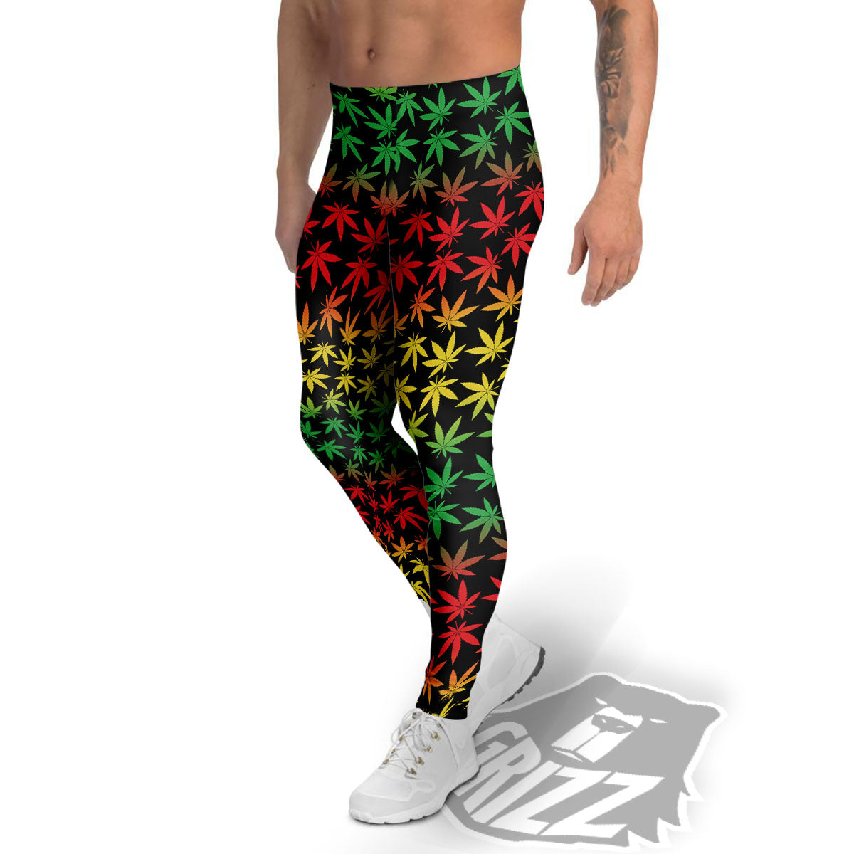 Hemp Rastafarian Print Pattern Men's Leggings-grizzshop