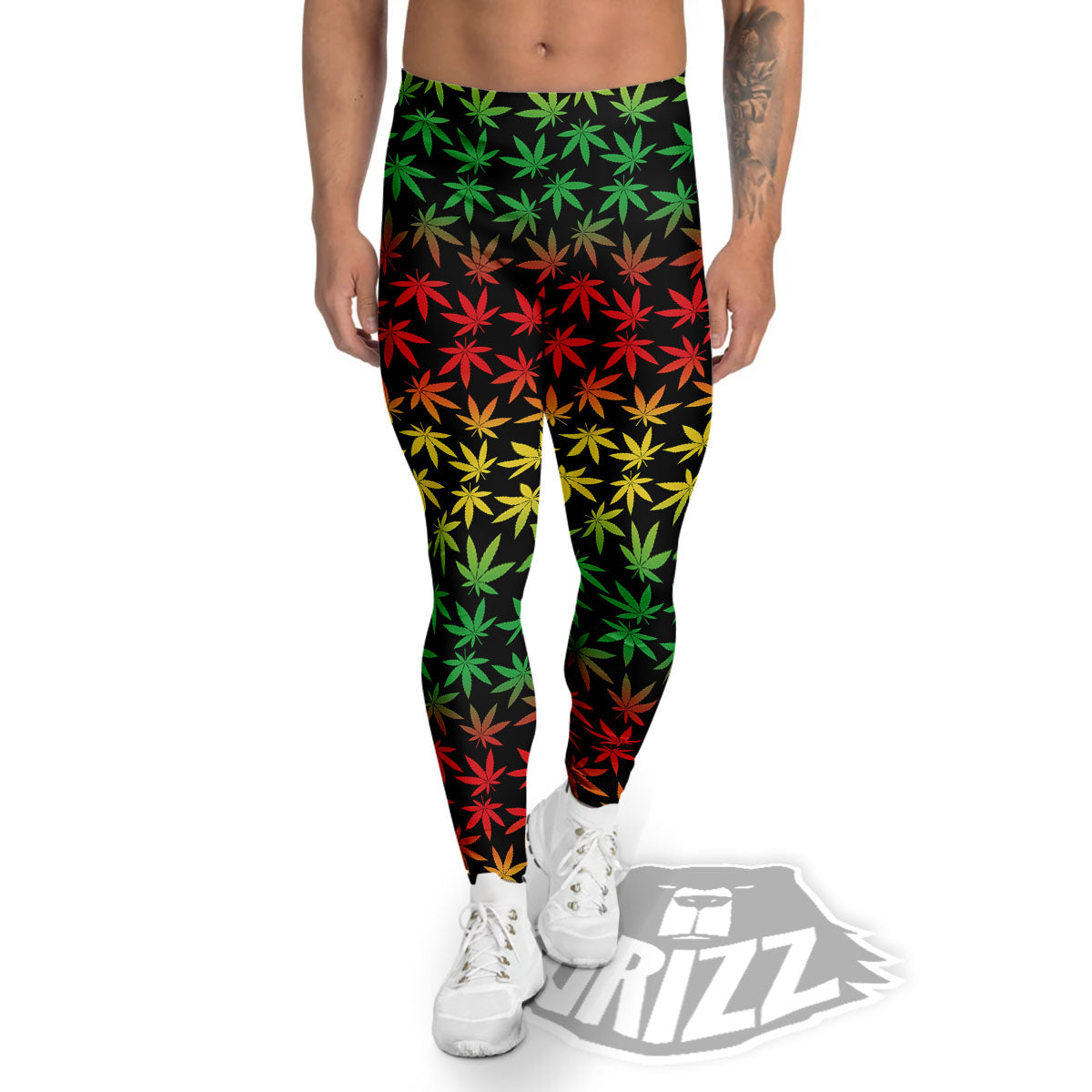 Hemp Rastafarian Print Pattern Men's Leggings-grizzshop